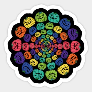 Ever Decreasing Circles of Spooky Halloween Pumpkin Rainbows Sticker